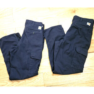 Carhartt FR Lot Of 2 FLAME RESISTANT 344-20 32x30 NAVY BLUE PANTS CAT 2
